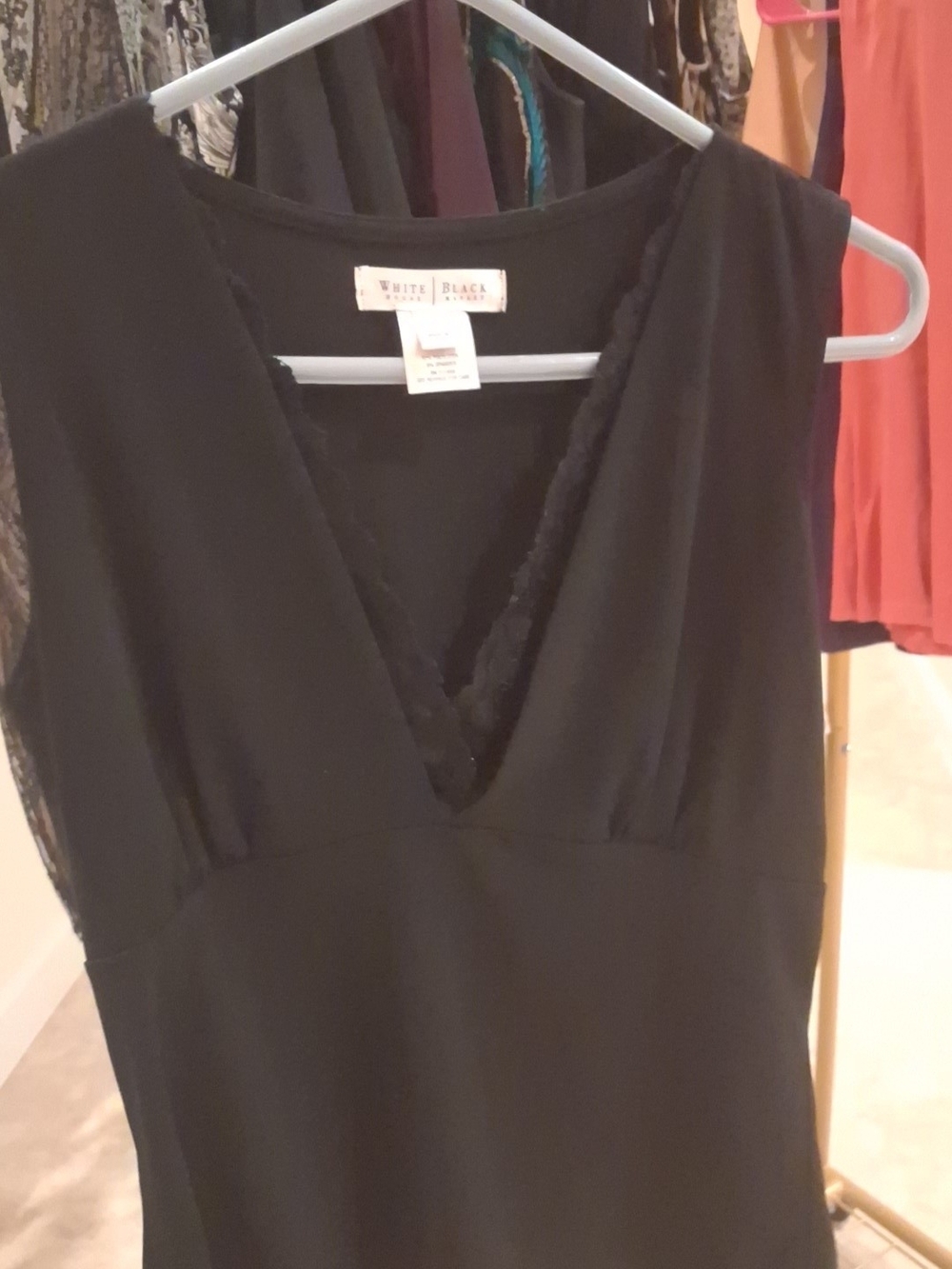 White House Black Market Black Lace-Trim Sleeveless Dress